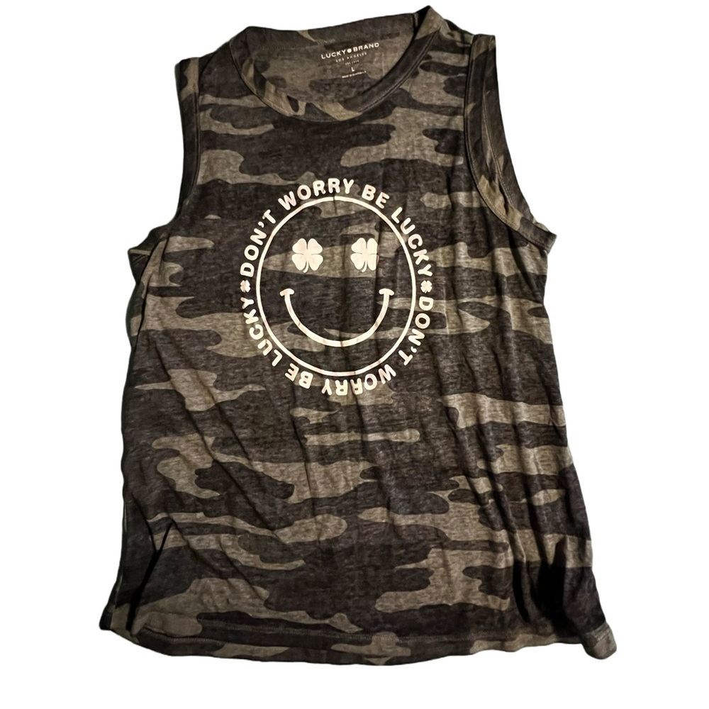 Lucky Brand loose fitting camo tank size L